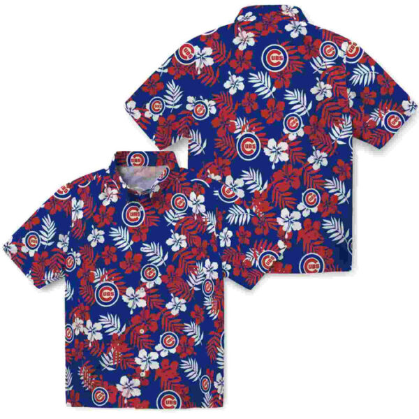 Tropical Floral Blue Chicago Cubs Hawaiian Shirt