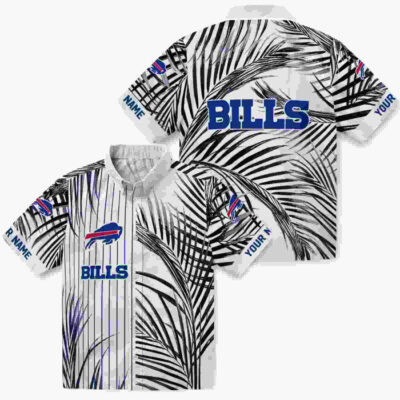 Palm Stripes Blue Black White Buffalo Bills Hawaiian Shirt