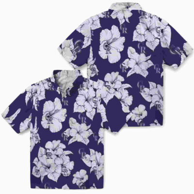 Hibiscus Blooms Blue White Colorado Rockies Hawaiian Shirt