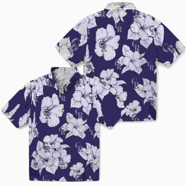 Hibiscus Blooms Blue White Colorado Rockies Hawaiian Shirt