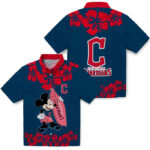 Surfing Mickey Navy Blue Cleveland Guardians Hawaiian Shirt