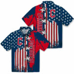 Stitched Flag Navy Blue Cleveland Guardians Hawaiian Shirt