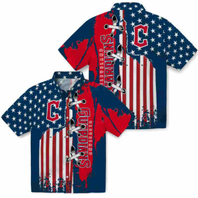 Stitched Flag Navy Blue Cleveland Guardians Hawaiian Shirt