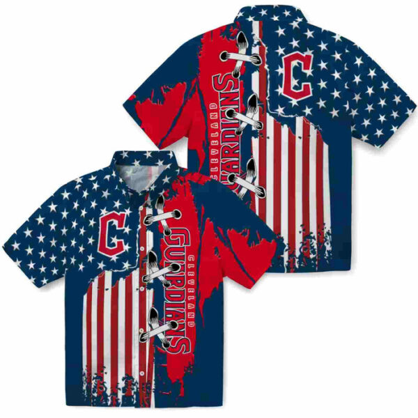 Stitched Flag Navy Blue Cleveland Guardians Hawaiian Shirt