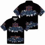 Hibiscus Stripe Navy Blue Black Auburn Tigers Hawaiian Shirt