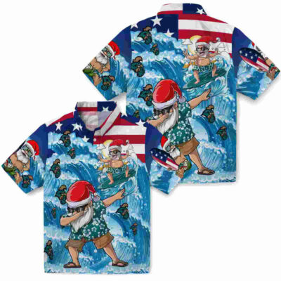 Surfing Santa Blue Coastal Carolina Chanticleers Hawaiian Shirt
