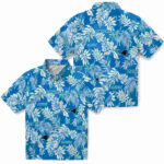 Tropical Leaf Blue White Carolina Panthers Hawaiian Shirt