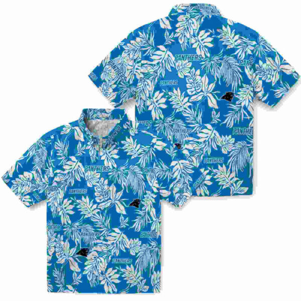 Tropical Leaf Blue White Carolina Panthers Hawaiian Shirt