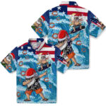 Surfing Santa Blue Chicago Bears Hawaiian Shirt