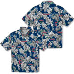 Tropical Leaf Navy Blue White Cleveland Guardians Hawaiian Shirt