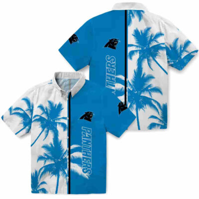 Palm Trees Blue White Carolina Panthers Hawaiian Shirt