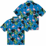 Flamingo Leaf Motif Blue Carolina Panthers Hawaiian Shirt