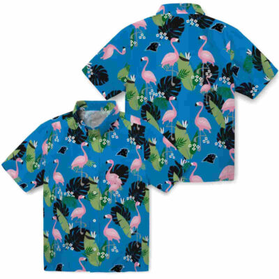 Flamingo Leaf Motif Blue Carolina Panthers Hawaiian Shirt