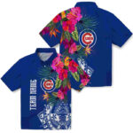Floral Polynesian Blue Chicago Cubs Hawaiian Shirt