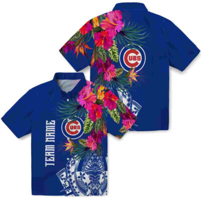 Floral Polynesian Blue Chicago Cubs Hawaiian Shirt