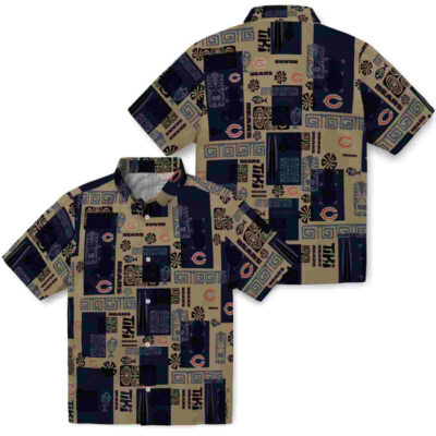 Tribal Symbols Blue Chicago Bears Hawaiian Shirt