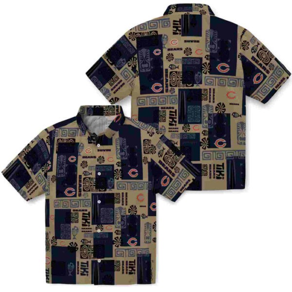 Tribal Symbols Blue Chicago Bears Hawaiian Shirt