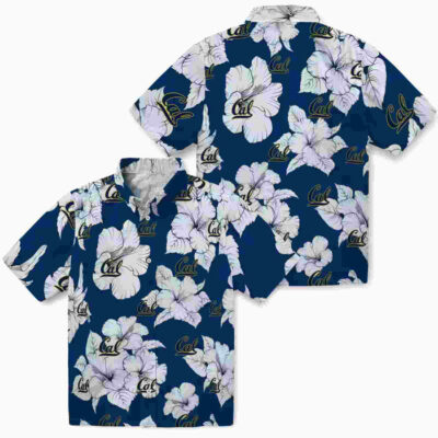 Hibiscus Blooms Blue White California Golden Bears Hawaiian Shirt