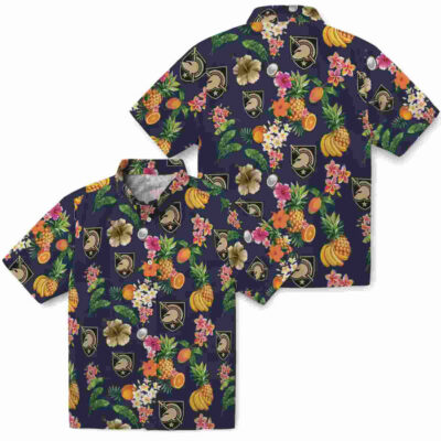 Hibiscus And Fruit Navy Blue Army Black Knights Hawaiian Shirt