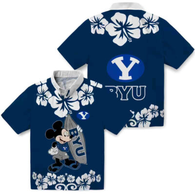 Surfing Mickey Blue BYU Cougars Hawaiian Shirt