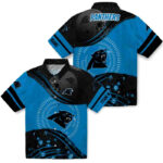 Football Wave Blue Black Carolina Panthers Hawaiian Shirt
