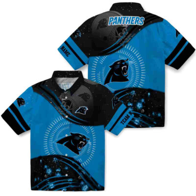 Football Wave Blue Black Carolina Panthers Hawaiian Shirt