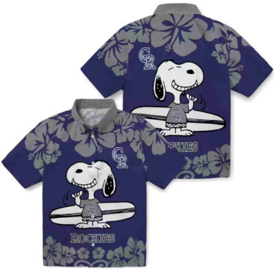 Snoopy Surf Blue White Colorado Rockies Hawaiian Shirt