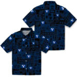 Tropical Patchwork Blue Black BYU Cougars Hawaiian Shirt