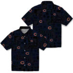 Tropical Patchwork Blue Black Chicago Bears Hawaiian Shirt