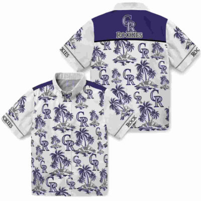 Palm Island Print Blue White Colorado Rockies Hawaiian Shirt