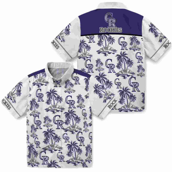 Palm Island Print Blue White Colorado Rockies Hawaiian Shirt