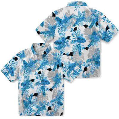 Tropical Leaves Blue White Carolina Panthers Hawaiian Shirt
