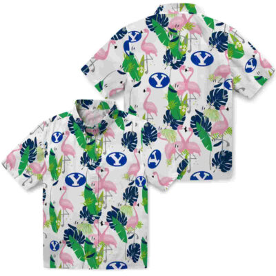 Flamingo Foliage Blue Green BYU Cougars Hawaiian Shirt