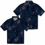 Palm Leaf Navy Blue Auburn Tigers Hawaiian Shirt