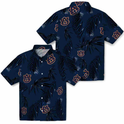 Palm Leaf Navy Blue Auburn Tigers Hawaiian Shirt