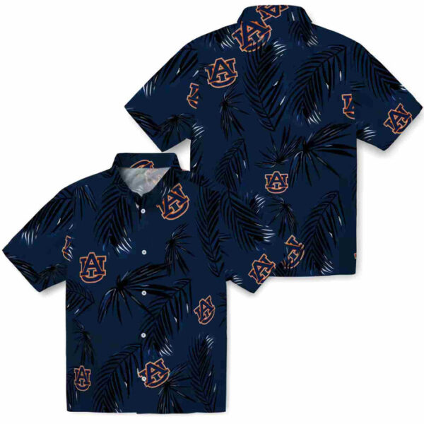 Palm Leaf Navy Blue Auburn Tigers Hawaiian Shirt