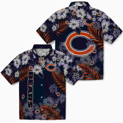 Hibiscus Print Blue Chicago Bears Hawaiian Shirt