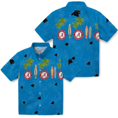 Surfboard Palm Blue Carolina Panthers Hawaiian Shirt