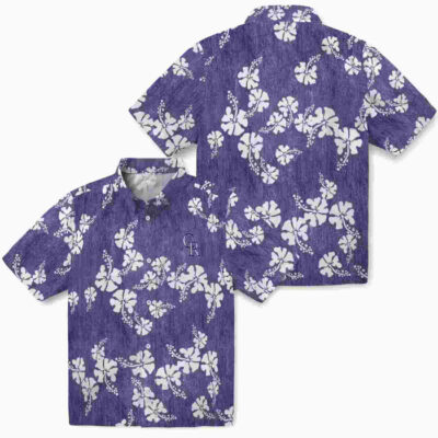 Hibiscus Clusters Blue Colorado Rockies Hawaiian Shirt
