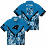 Customized Floral Chevron Blue Carolina Panthers Hawaiian Shirt