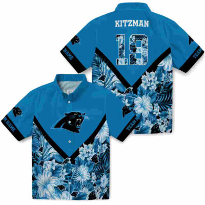 Customized Floral Chevron Blue Carolina Panthers Hawaiian Shirt