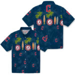 Surfboard Palm Navy Blue Cleveland Guardians Hawaiian Shirt