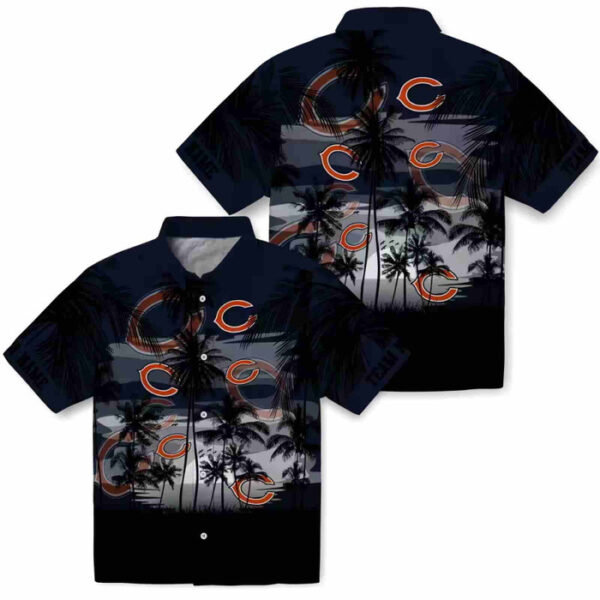 Customized Sunset Scene Blue Black Chicago Bears Hawaiian Shirt