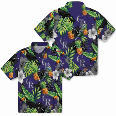 Toucan Hibiscus Pineapple Blue Green Colorado Rockies Hawaiian Shirt