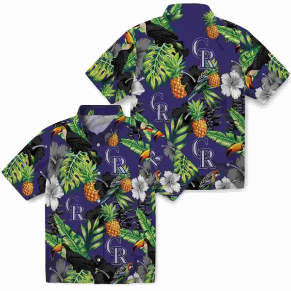Toucan Hibiscus Pineapple Blue Green Colorado Rockies Hawaiian Shirt