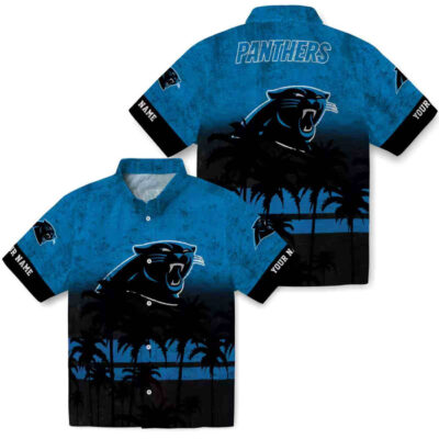 Customized Sunset Pattern Blue Black Carolina Panthers Hawaiian Shirt