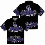Hibiscus Stripe Blue Black Colorado Rockies Hawaiian Shirt