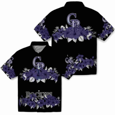 Hibiscus Stripe Blue Black Colorado Rockies Hawaiian Shirt