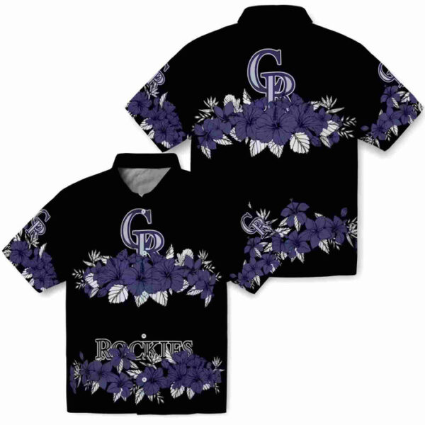 Hibiscus Stripe Blue Black Colorado Rockies Hawaiian Shirt