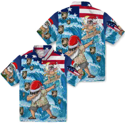 Surfing Santa Blue Army Black Knights Hawaiian Shirt